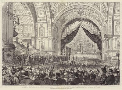 Opening van de Melbourne-tentoonstelling, de gouverneur van Victoria, Sir H B Loch, verklaart de tentoonstelling voor geopend in naam van de koningin door Melton Prior