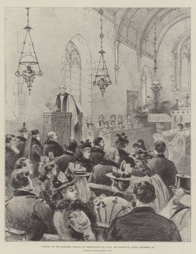 Opening van de gerestaureerde kerk in Shernbourne door ZKH de Prins van Wales, 24 december door Melton Prior