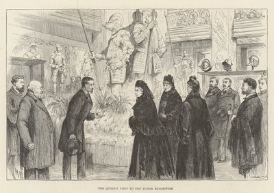 Het Bezoek van de Koningin aan de Tudor Tentoonstelling door Melton Prior