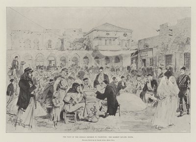 Het bezoek van de Duitse keizer aan Palestina, het marktplein, Haifa door Melton Prior