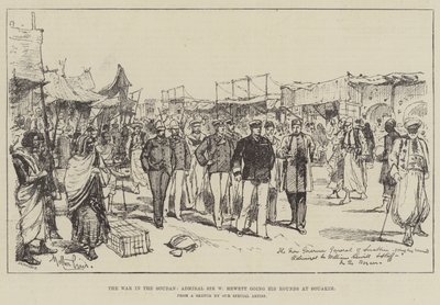 De oorlog in de Soedan, admiraal Sir W Hewett maakt zijn ronde in Souakim door Melton Prior