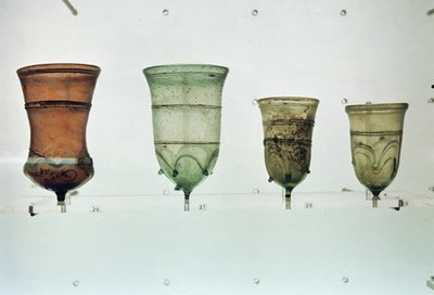Selectie van Frankische glazen, 4e-5e eeuw (glas) door Merovingian