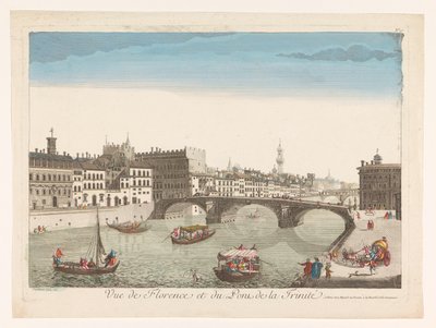 Gezicht op de Ponte Santa Trinita over de rivier de Arno te Florence door Mesard