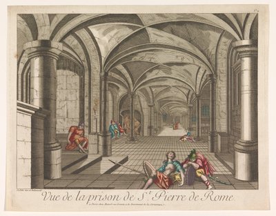 Gezicht op het interieur van de Mamertijnse gevangenis te Rome door Mesard