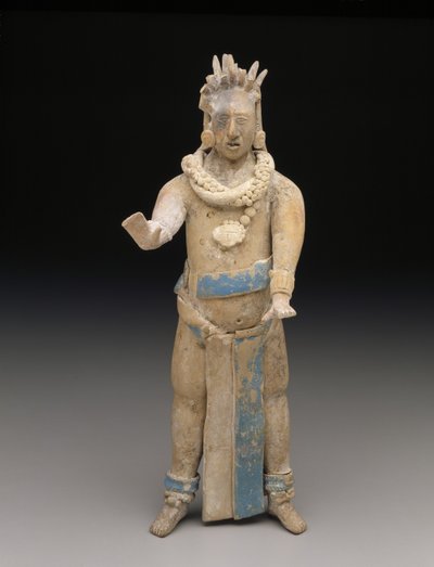 Beeldje: Staande man, Late Klassieke Periode, 650-900 n.Chr. (keramiek & verf) door Mesoamerican Mesoamerican