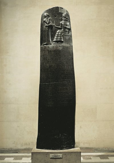 Codex van Hammurabi: de god Shamash dicteert zijn wetten aan Hammurabi, koning van Babylon door Mesopotamian
