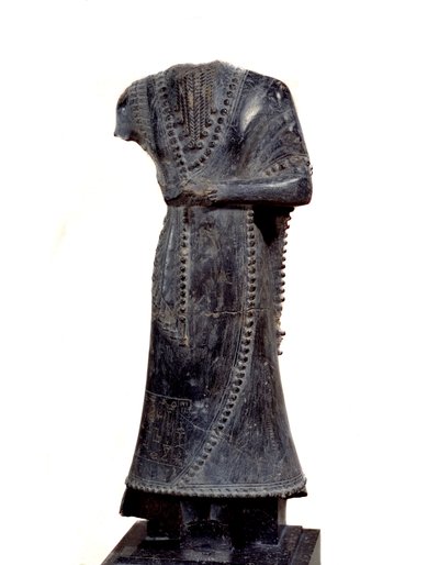 Mesopotamië: acefale beeldje in speksteen van Idi-Ilum, gouverneur van Mari, opgedragen aan de godin Ishtar door Mesopotamian