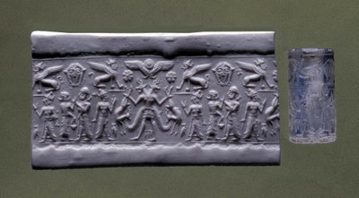 Cilinderzegel, Noord-Syrië (kwarts) door Mesopotamian Mesopotamian