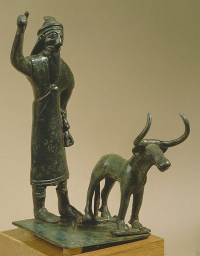 Man met een stier, uit Ur, Hammurabi-periode, ca. 1800-1600 v.Chr. door Mesopotamian Mesopotamian