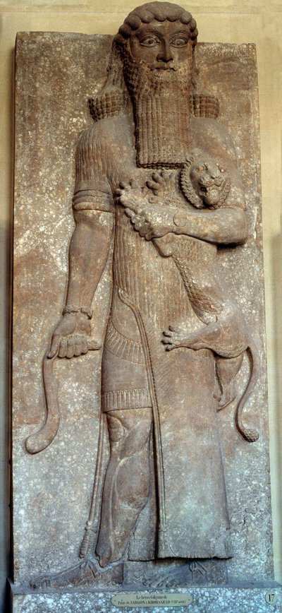 Mesopotamië: Standbeeld van Sargon die een leeuw bedwingt, ook wel Gilgamesh genoemd door Mesopotamian Mesopotamian