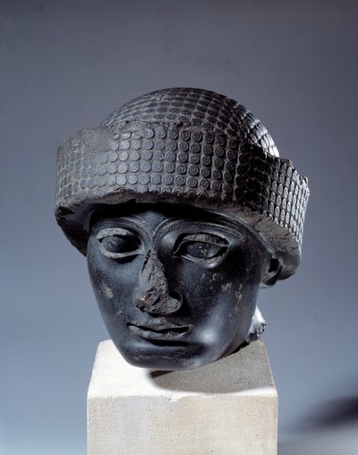 Mesopotamië: hoofd in dioriet zonder inscriptie van Gudea, gouverneur van de stad Lagash. Ca. 2120 v.Chr. Neo-Sumerische periode door Mesopotamian Mesopotamian