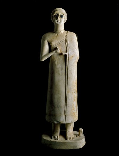 Mesopotamische kunst: figurine van vrouw of godin. Terracotta, 3e millennium v.Chr. Uit Tell Asmar door Mesopotamian Mesopotamian