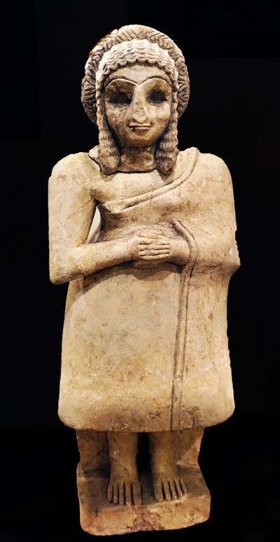 Standbeeld van een vrouwelijke aanbidder in een eenvoudige jurk, Khfajah, Mesopotamië, ca. 2650-2550 v.Chr. (gips) door Mesopotamian Mesopotamian