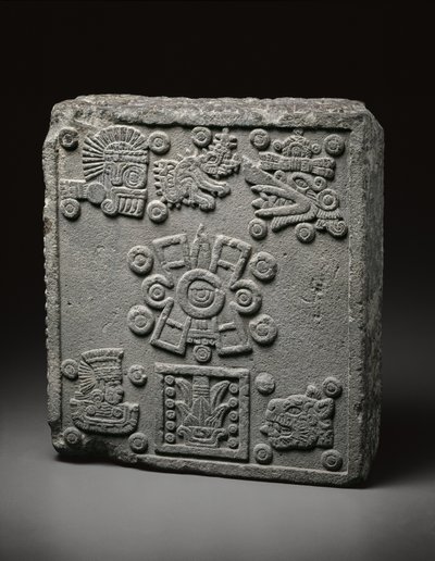 Kroningssteen van Motecuhzoma II door Mexican School