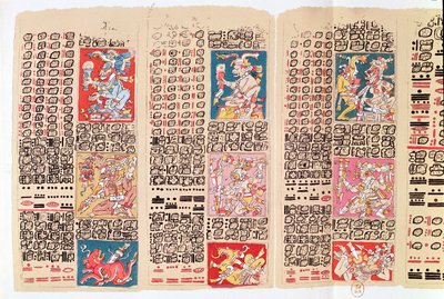 Facsimile kopie van een pagina van de Dresden Codex door Mexican School