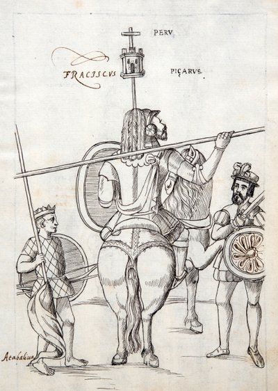 Picarus, of Pizarro, en oorlogspaard, illustratie uit Historia de Tlaxcala door Diego Munoz Camargo door Mexican School