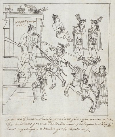 Ms Hunter 242 f.256r Evangelische Slag, uit Historia de Tlaxcala door Diego Munoz Camargo door Mexican School