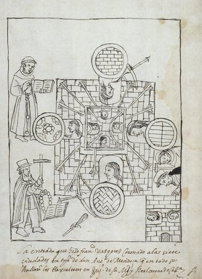 Ms Hunter 242 f.317r De Spaanse verovering, uit Historia de Tlaxcala door Diego Munoz Camargo door Mexican School