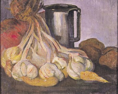 Een Bosje Knoflook en een Tinse Bierpul door Meyer Isaac de Haan