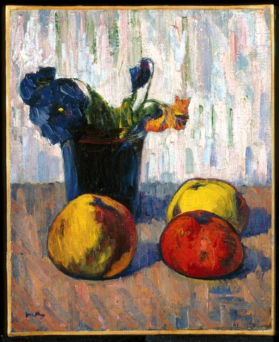 Stilleven met appels en bloemenvaas door Meyer Isaac de Haan