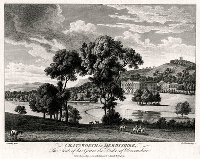 Chatsworth in Derbyshire, Het Huis van de Hertog van Devonshire, 1775 door Michael Angelo Rooker