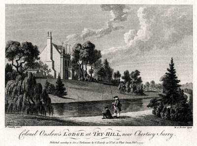Colonel Onslows Lodge bij Try-Hill, nabij Chertsey, Surry, 1777 door Michael Angelo Rooker