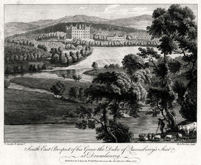 Zuid-Oost Uitzicht op de residentie van de Hertog van Queensberry in Drumlanrig, Schotland, 1775 door Michael Angelo Rooker