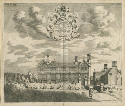 Broughton Hall: koperplaat gravure, nd [1653-1686] door Michael Burghers