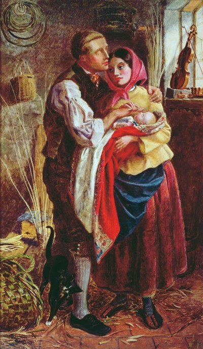 De blinde mandenmaker met zijn eerste kind, 1858 door Michael Frederick Halliday