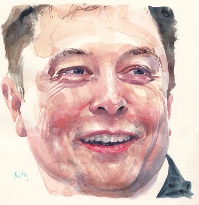 Elon Musk door Michael Frith