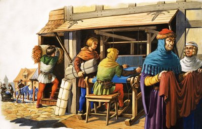 Weven op een weefgetouw door Michael Godfrey
