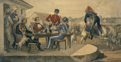 Een koffiepauze op een militaire post in India, ca. 1850 door Michael Hanhart