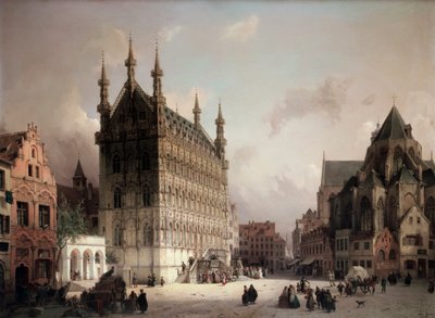 Stadhuis van Leuven. Schilderij van Michael Neher (1798-1876) door Michael Neher