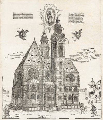 De nieuwe kerk van de mooie Maagd in Regensburg door Michael Ostendorfer