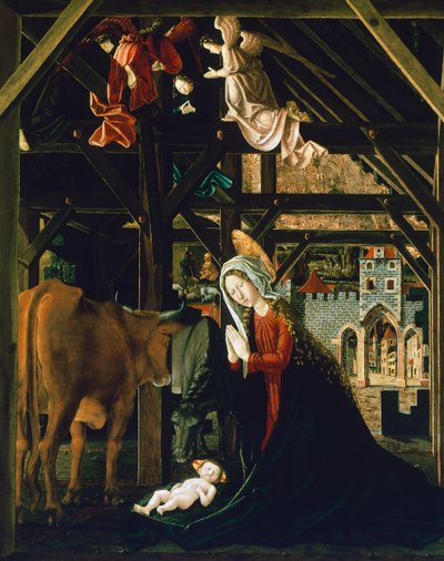Geboorte, van het St. Wolfgang Altaarstuk door Michael Pacher