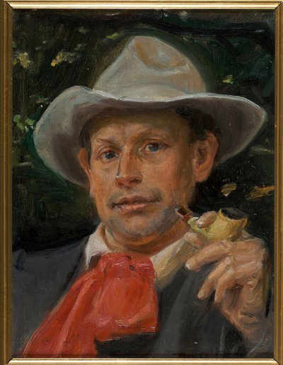 Portret van de Deense schrijver Martin Andersen Nexo (1869-1954) door Michael Peter Ancher