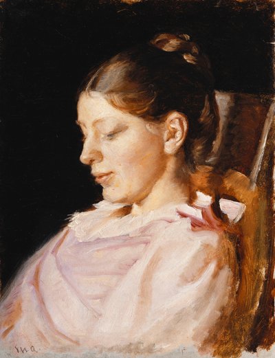 Portret van Anna Ancher, de vrouw van de kunstenaar door Michael Peter Ancher