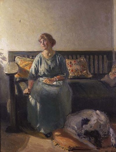 Portret van Helga, de dochter van de kunstenaar door Michael Peter Ancher