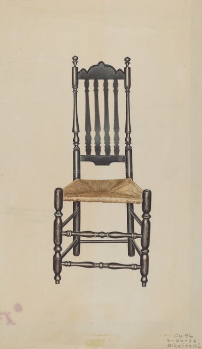 Banister rugleuningstoel, 1938 door Michael Riccitelli