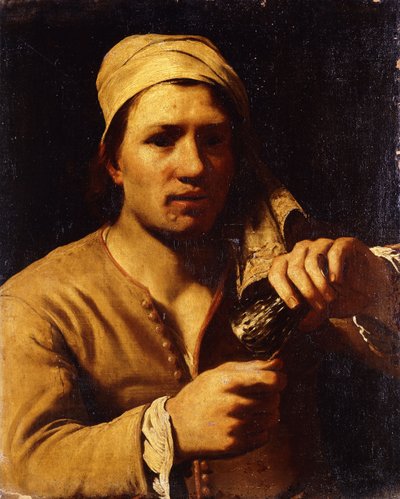 Een Jonge Man in een Tulband die een Roemer vasthoudt: De Nageltest door Michael Sweerts