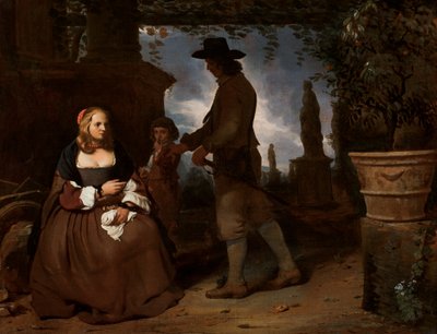 Een jong stel en een jongen in een tuin, c. 1650 door Michael Sweerts