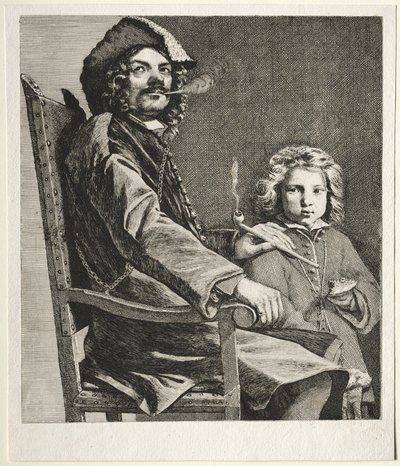 Man die een Pijp Rookt en een Kleine Jongen door Michael Sweerts