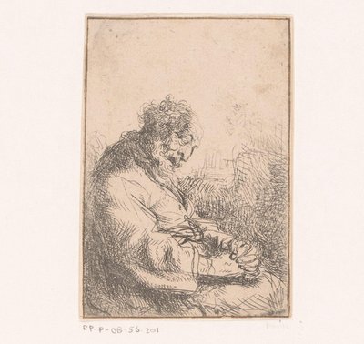 Slapende oude man in een stoel door Michael Willmann (attributed to)