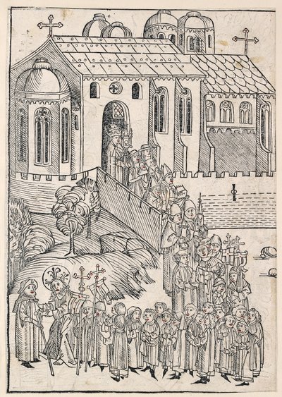 Christus begroet een Pelgrim door Michael Wolgemut