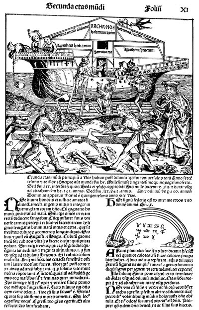 Pagina uit het boek De Neurenberg Kroniek, door Hartmann Schedel, 1493 door Michael Wolgemut