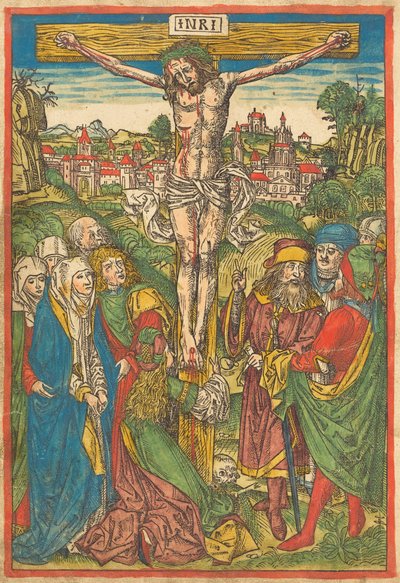 Die Kreuzigung mit der Heiligen Maria Magdalena door Michael Wolgemut