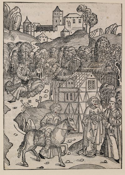 Het tweede deel van de gelijkenis van de barmhartige Samaritaan, ca. 1491 door Michael Wolgemut