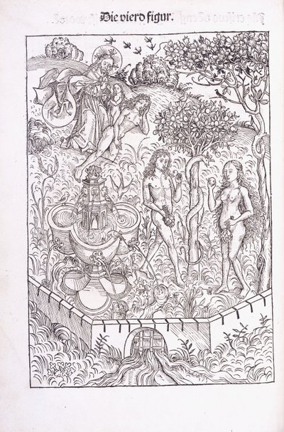 Adam en Eva in de Hof van Eden, 1491 door Michael Wolgemuth