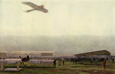 Duitse militaire piloten met hun vliegtuig (kleur litho) door Michael Zeno Diemer
