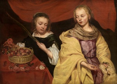 Twee Meisjes als Sint Agnes en Sint Dorothea, c. 1650 door Michaelina Wautier
